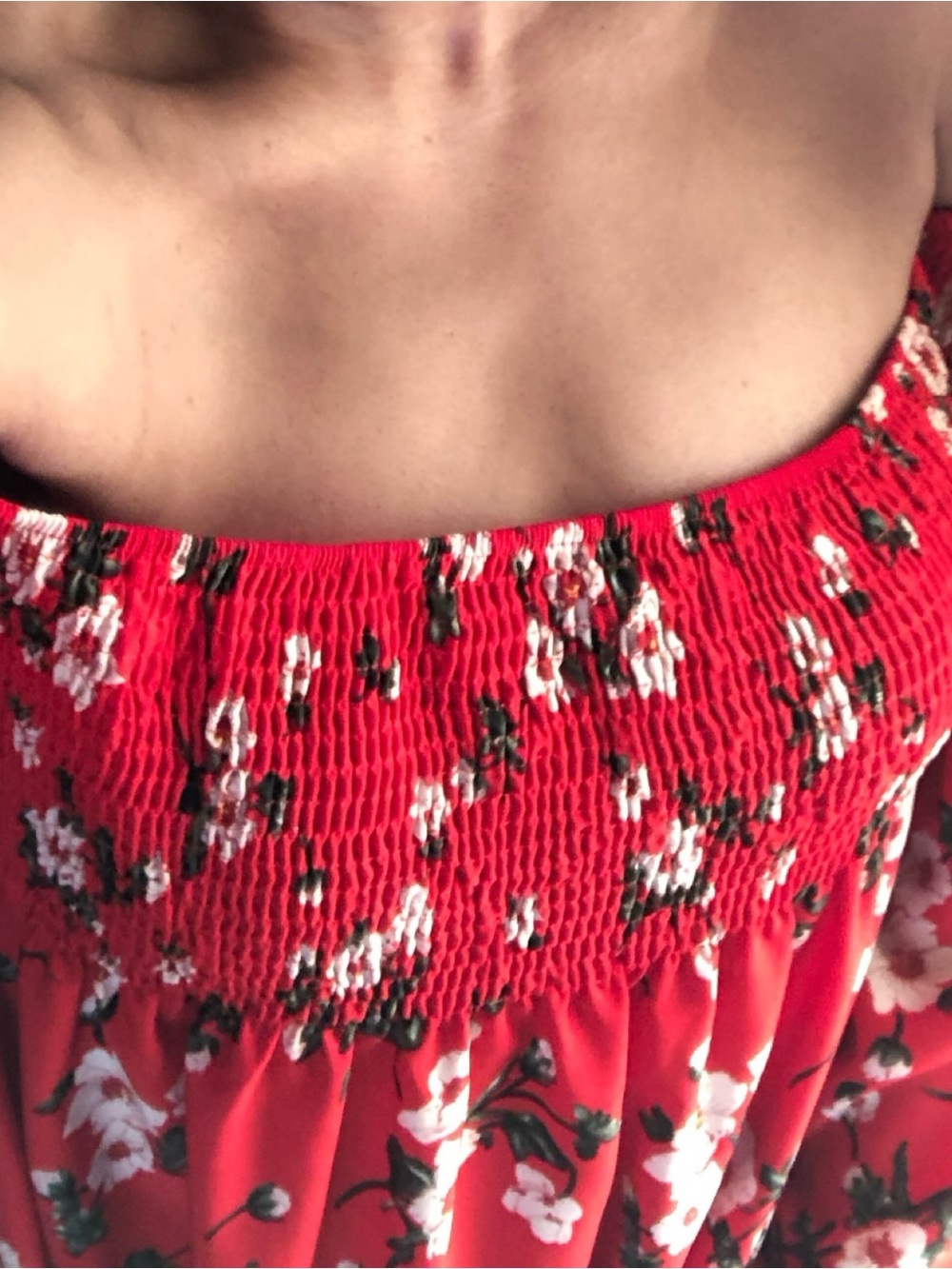 Red Floral Off-Shoulder Dress
